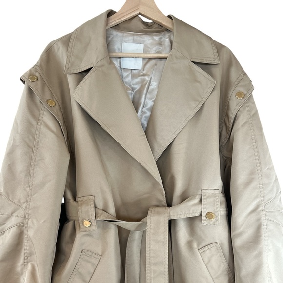Sandro Button Gabardine Trench Coat in Beige - Picture 7 of 14